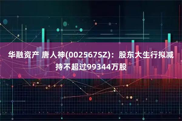 华融资产 唐人神(002567SZ)：股东大生行拟减持不超过99344万股